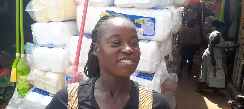 Sakina Alhassan selling ginger at Masommasom Market