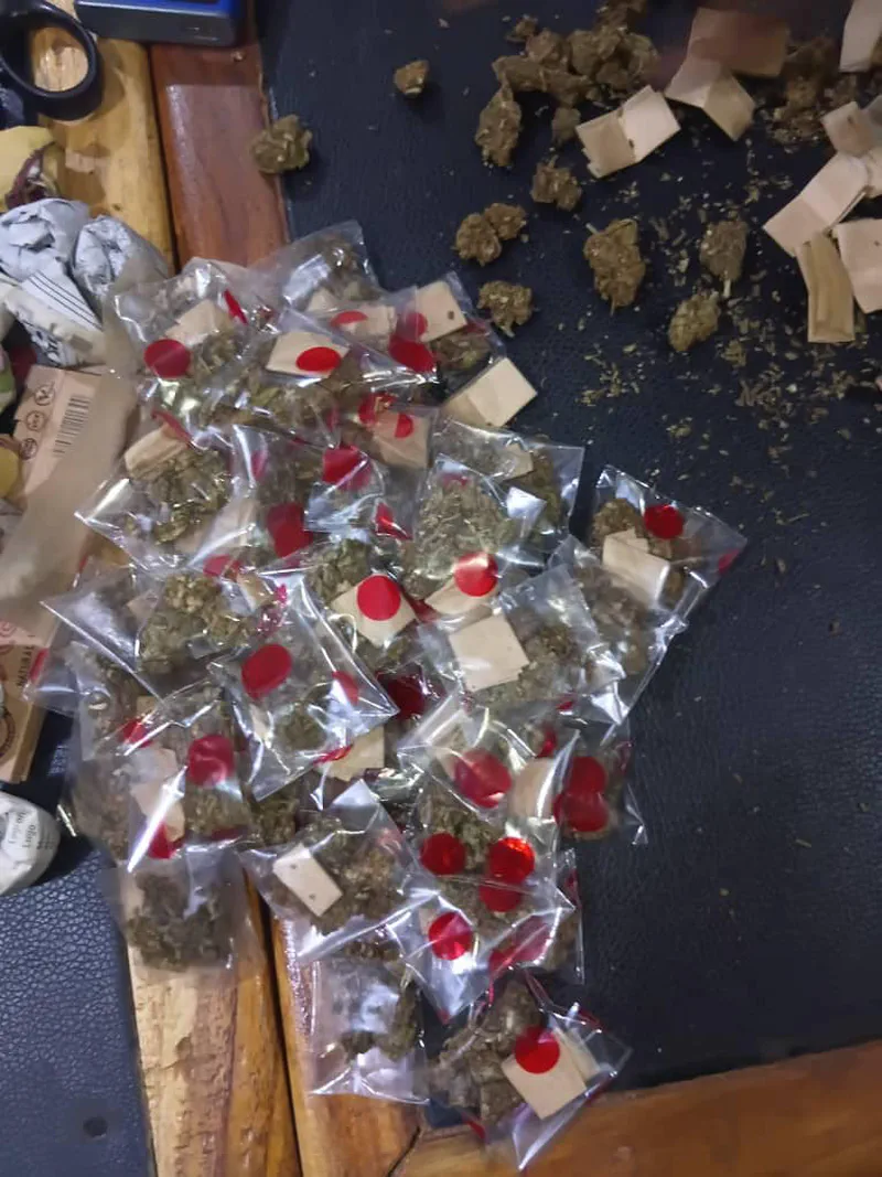 Suspected cannabis with wrapping materials found during Kintampo police drug operation